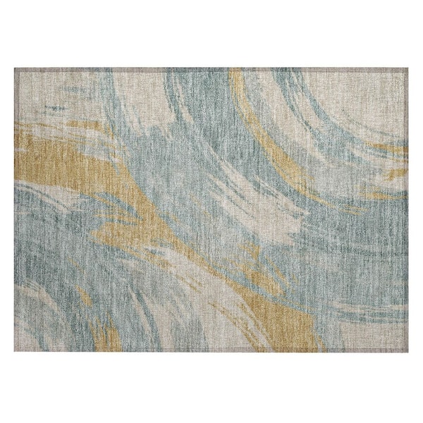 Chantille Machine Washable Indoor/Outdoor Abstract ACN2957 Spa 3 ft. x 4 ft. Area Rug