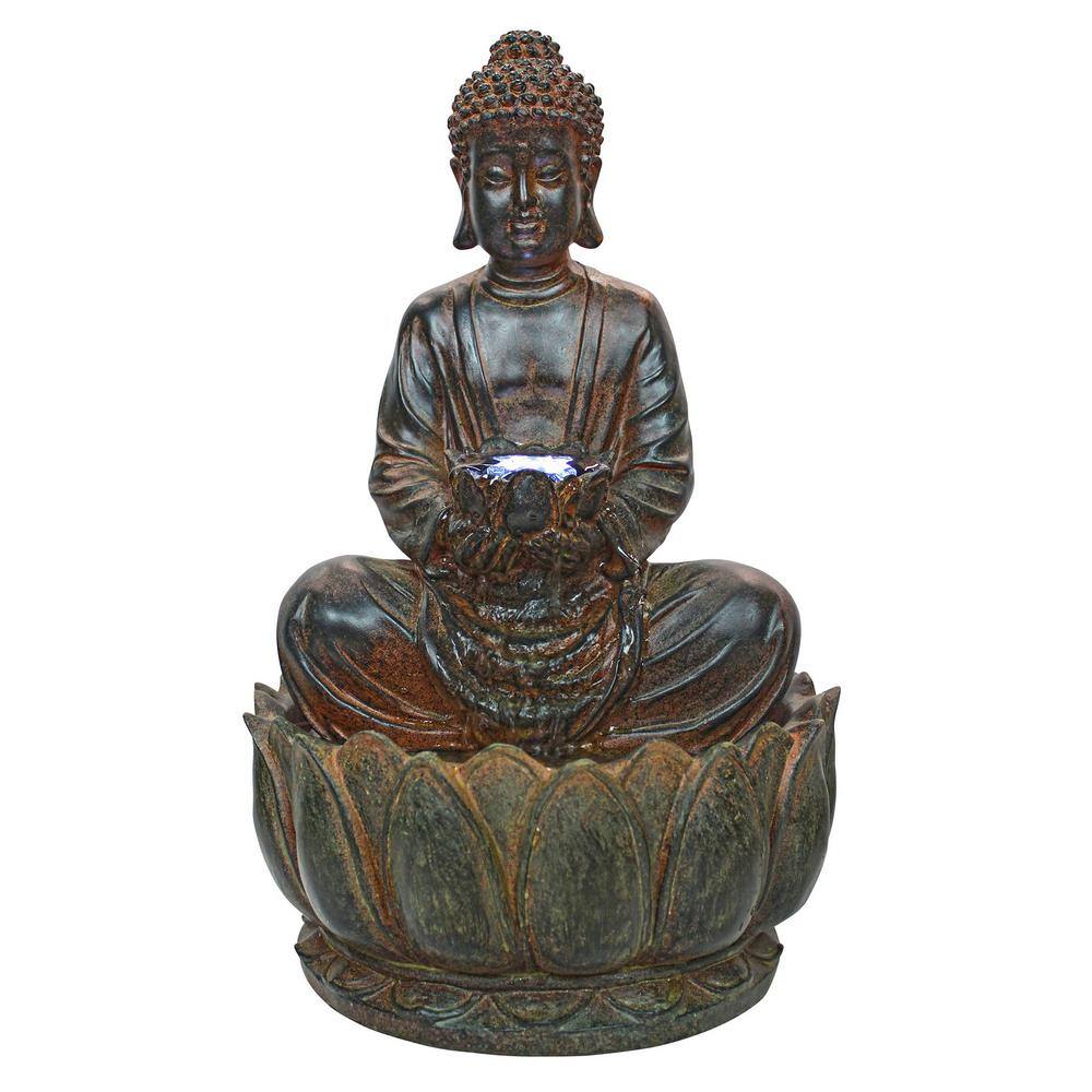 Bronze Buddha Garden Fountain with LED Light