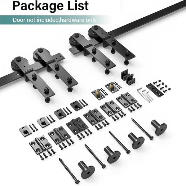 5 ft. /60 in. I Shape Frosted Black Bi-Folding Sliding Barn Door Hardware Track Kit for 4-Doors