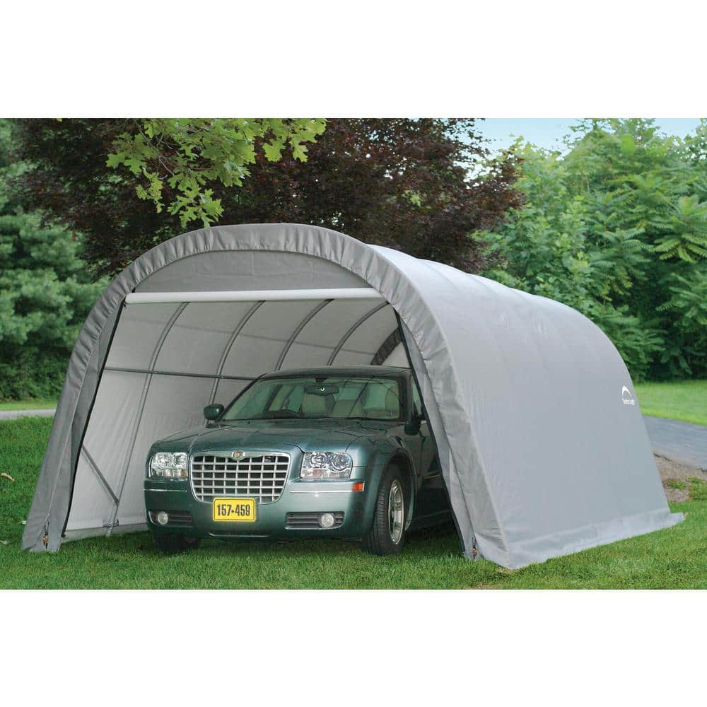 12' x 20' Gray Portable Round Garage with Zippered Doors