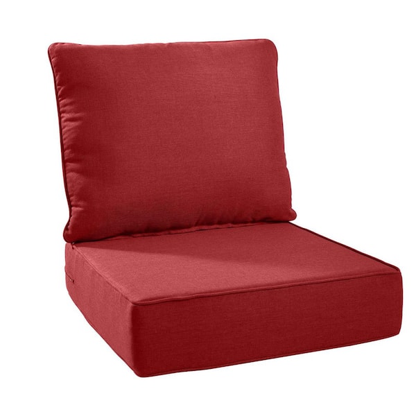 Modern 24 in. x 24 in. x 6 in. 2-Piece Deep Seating Outdoor Lounge Chair Thick Cushion Set in Red (1-Set)