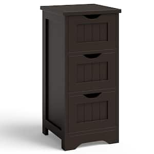 3-Drawer Coffee Bathroom Floor Cabinet Free Standing Side Storage Organizer Nightstand