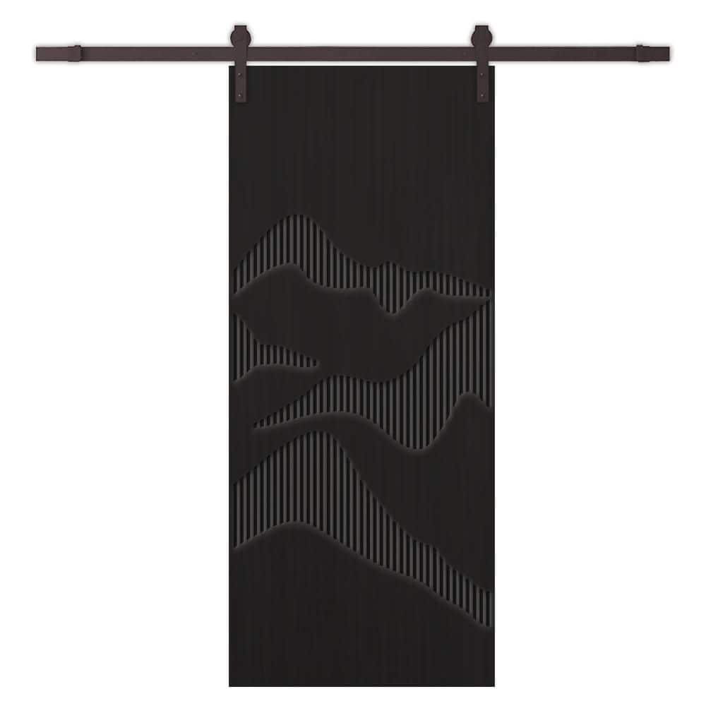 42 in. x 80 in. Black Painted Composite MDF Paneled Interior Sliding Barn Door with Hardware Kit price history on PriceWatchPro