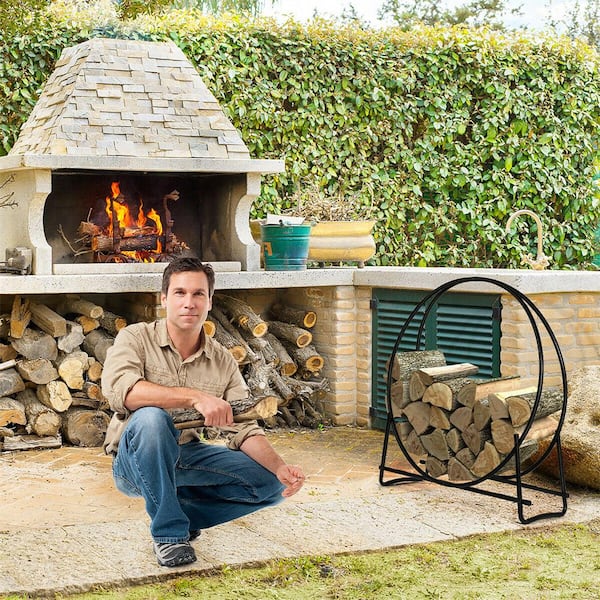 Costway 37.5 in. Tubular Steel Indoor/Outdoor Firewood Rack Holder