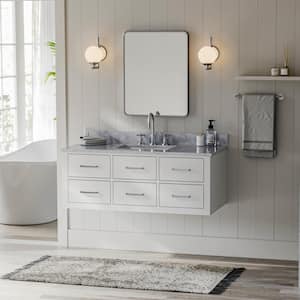 Hutton 49 in. W x 22 in. D x 18.85 in. H Bath Vanity in White with Carrara White Marble Top