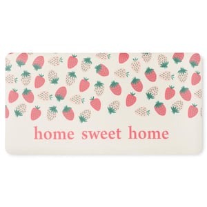 Home Sweet Home Quirky Strawberries Fruit Pink PVC 20 in. x 39 in. Kitchen Mat