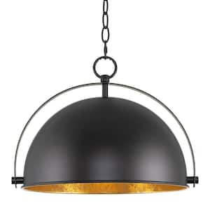 Sulis 60-Watt 1-Light Black Modern Pendant Light with Black Shade, No Bulb Included