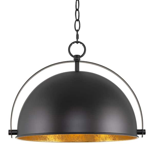 Kira Home Sulis 60-Watt 1-Light Black Modern Pendant Light with Black Shade, No Bulb Included