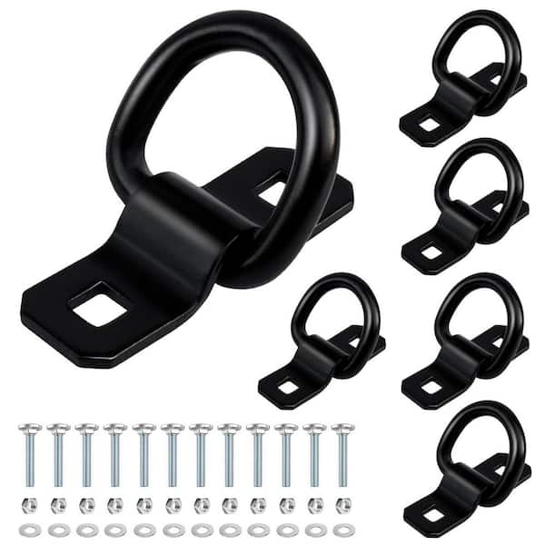 6-Piece 3/8 in. Steel Trailer D Ring Tie Down Anchors with Screws, Heavy Duty for Flatbed Trucks, 6000 lbs.