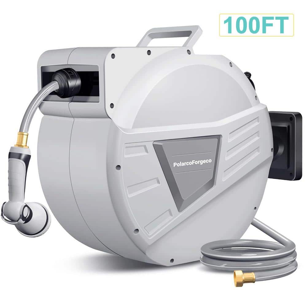 Retractable Garden Hose Reel 1/2 in. x 100 ft. Wall Mounted Hose Reel, 180