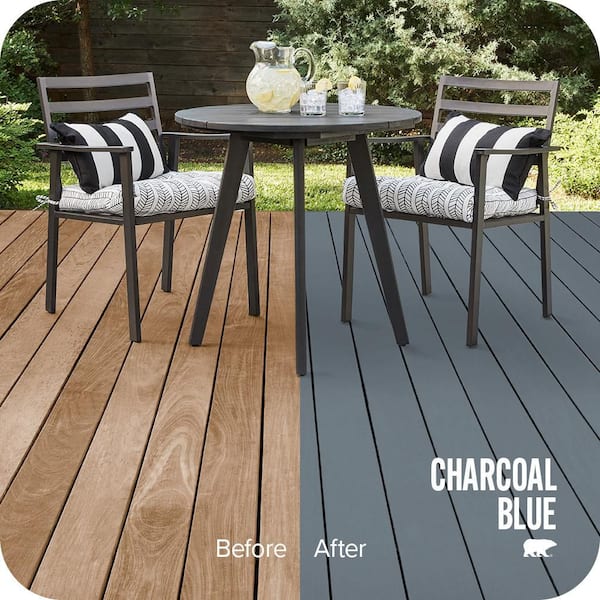 1 gal. #N490-5 Charcoal Blue Solid Color Waterproofing Exterior Wood Stain and Sealer