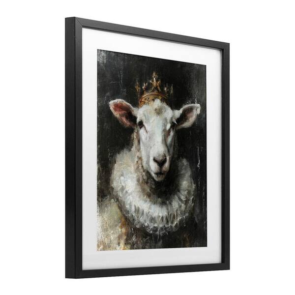 Stupell Industries Crowned Sheep Portrait Black Framed Print Under