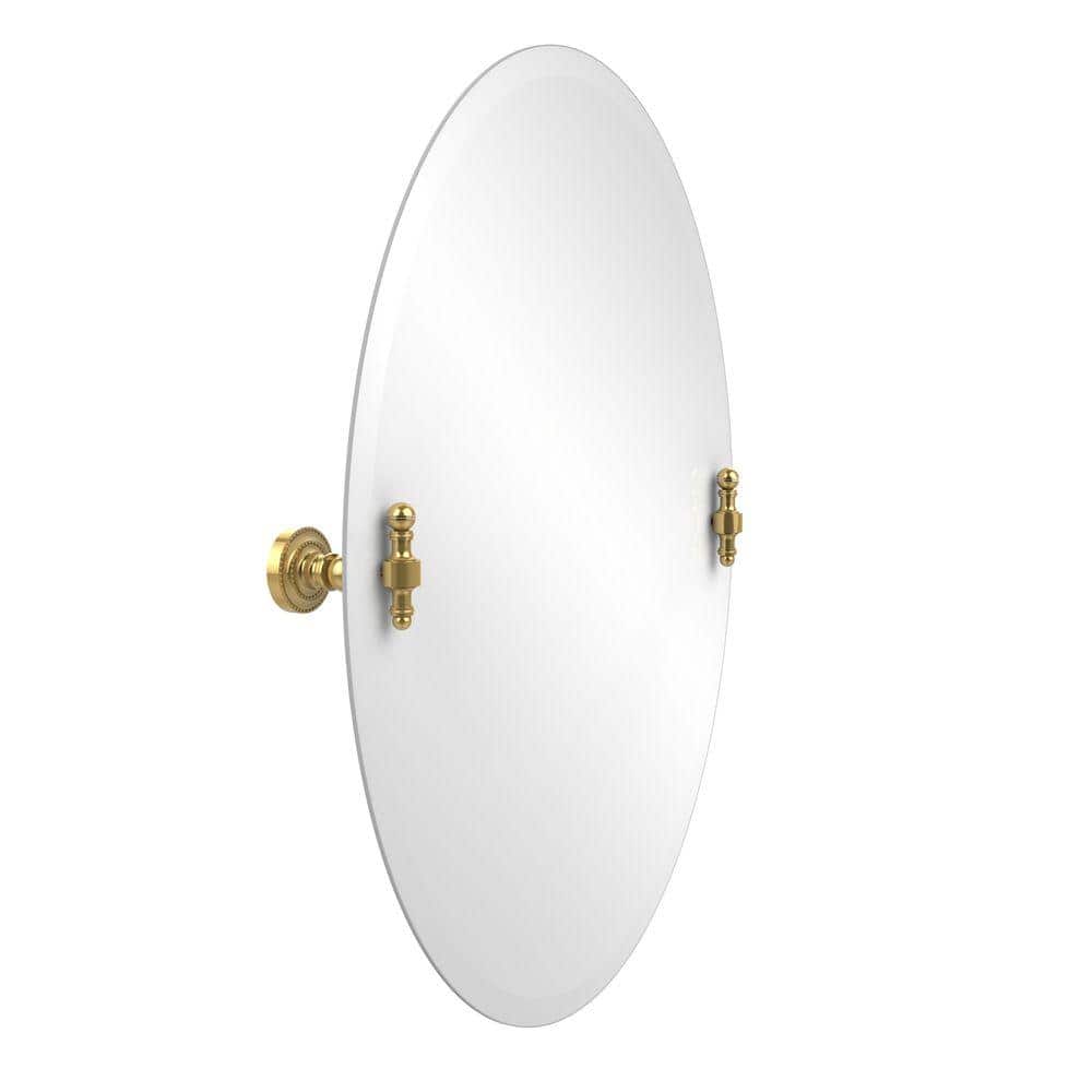 Allied Brass Retro-Dot Collection 21 in. x 29 in. Frameless Oval Tilt Mirror  with Beveled Edge in Polished Brass RD-91-PB The Home Depot