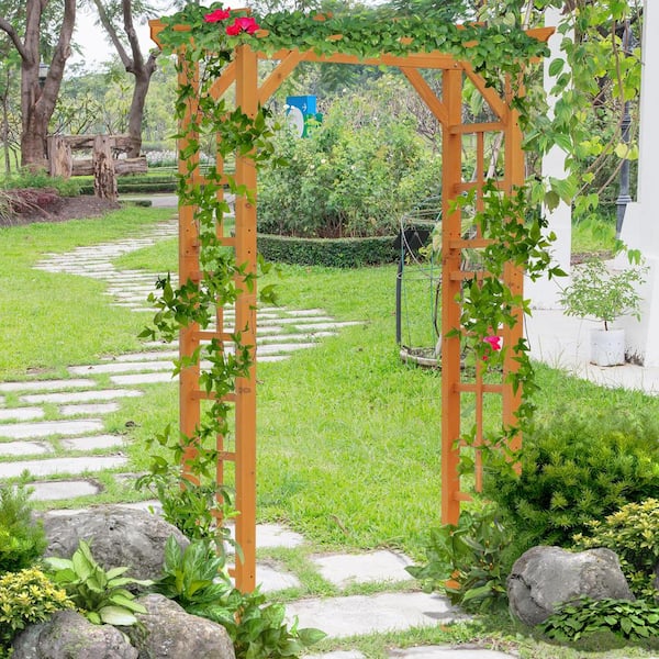 85 in. x 41 in. Wooden Garden Arbor for Wedding and Ceremony, Outdoor Garden Arch Trellis for Climbing Vines