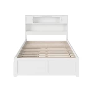 Newport White Full Platform Bed with Flat Panel Foot Board and 2-Urban Bed Drawers