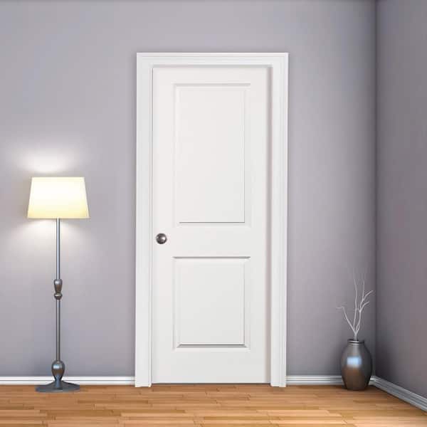Steves & Sons 36 in. x 80 in. 2-Panel Square Top Right Hand White