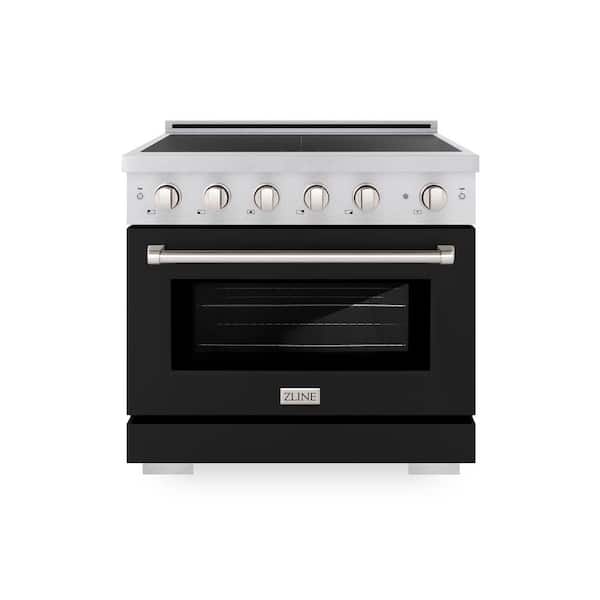 36 in. 5.2 cu. ft. Paramount Induction Range with 5 Element Cooktop in Satin Stainless Steel with Black Matte Door