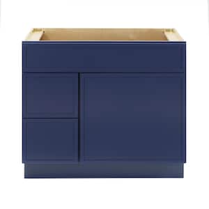 36 in. W x 21 in. D x 32.5 in. H 2-Left Drawers Bath Vanity Cabinet without Top in Blue