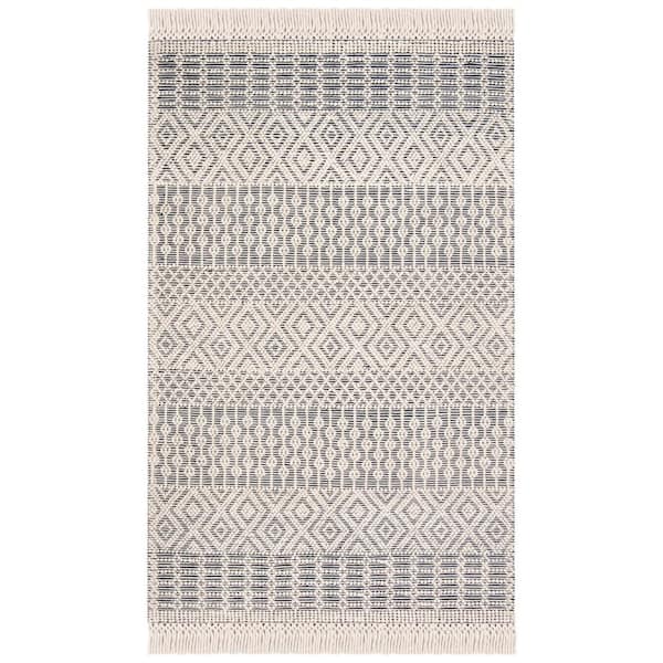 Natura 2 ft. x 4 ft. Ivory/Navy Geometric Tribal Area Rug