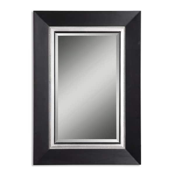 Global Direct 40 in. x 30 in. Matte Black Wood Rectangular Framed Mirror