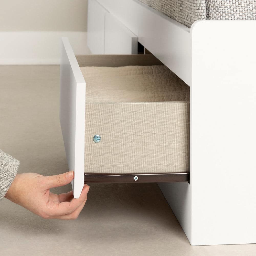 Pure White Twin Wood Platform Bed with 3 Drawers