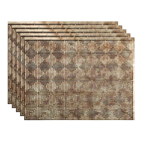 Fasade Miniquattro 18.25 in. x 24.25 in. Vinyl Backsplash Panel in Bermuda Bronze (5-Pack)