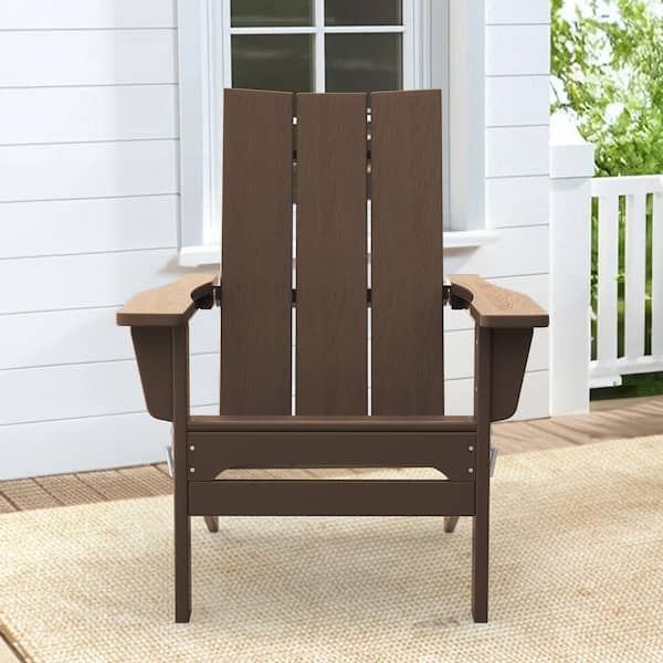JEAREY Brown Classic Folding HDPE Plastic Adirondack Chair