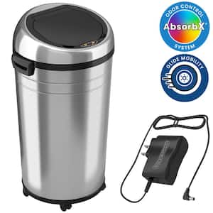 23 Gallon Stainless Steel Touchless Sensor Trash Can with Odor Control System and Removable Wheels, Extra-Large Capacity