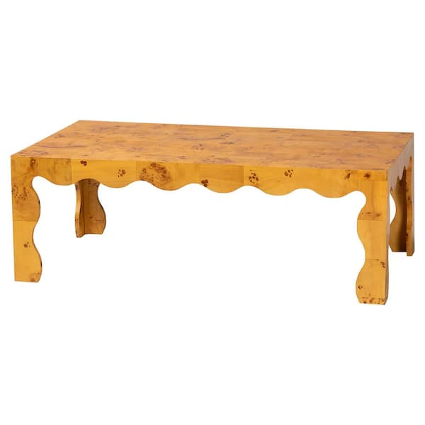 Huxley 52 in. Light Mappa Rectangle Real Burl Wood Coffee Table
