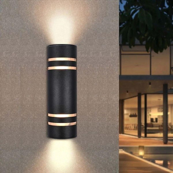 RRTYO Kohls 2-Light Matte Black Outdoor Wall Lantern Sconce