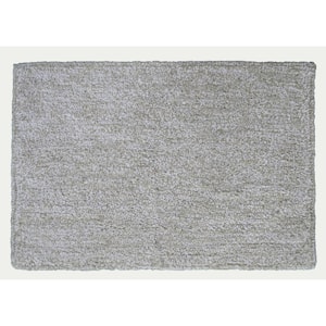 20 in. x 32 in. Ivory and White Color Plain Bath Rug