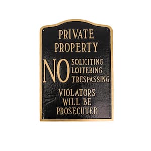 Private Property No Sign Arch Large Statement Plaque - Black/Gold