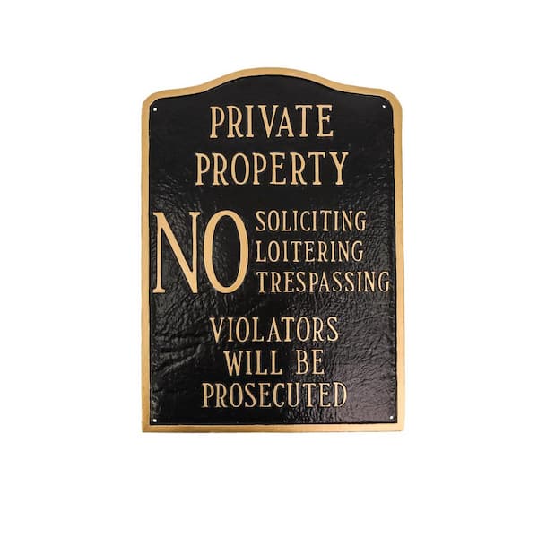 Montague Metal Products Private Property No Sign Arch Large Statement Plaque - Black/Gold