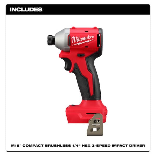 Milwaukee M18 18 Volt Lithium Ion Compact Brushless Cordless 1 4