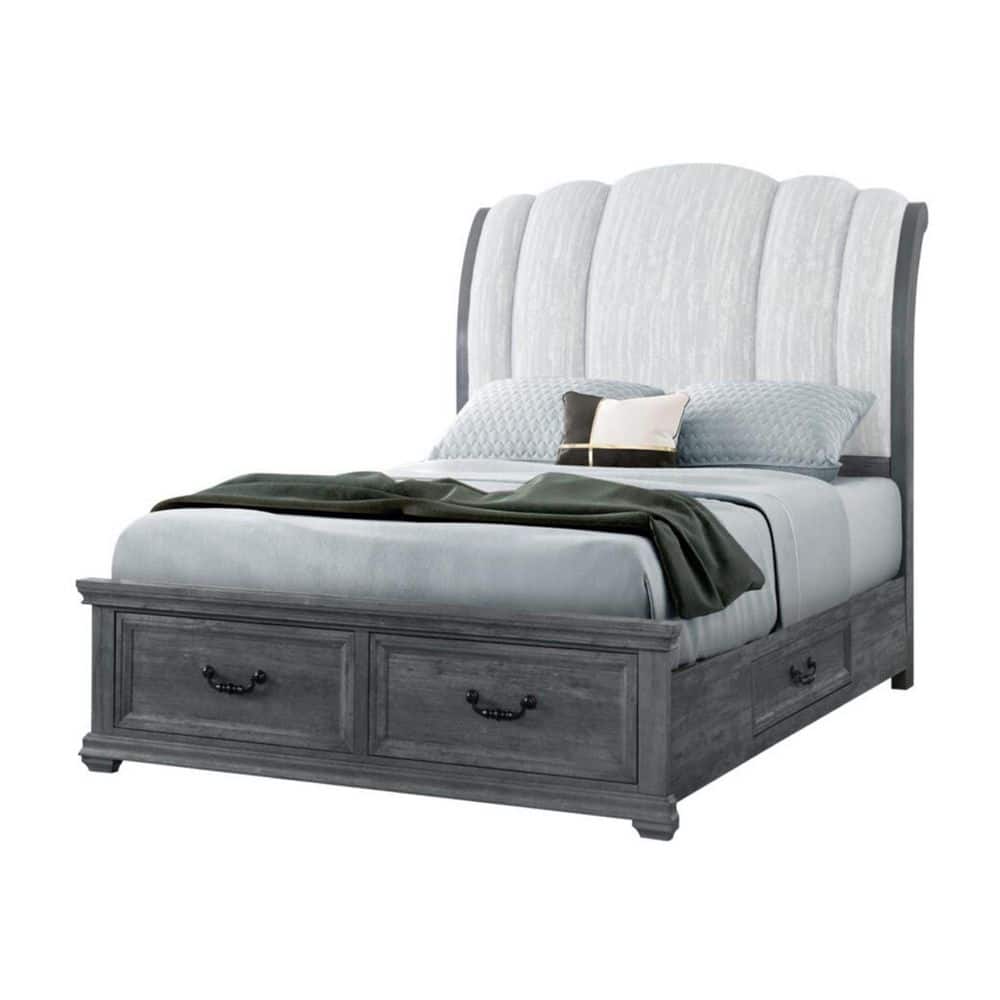 Gray Wood Frame Queen Panel Bed