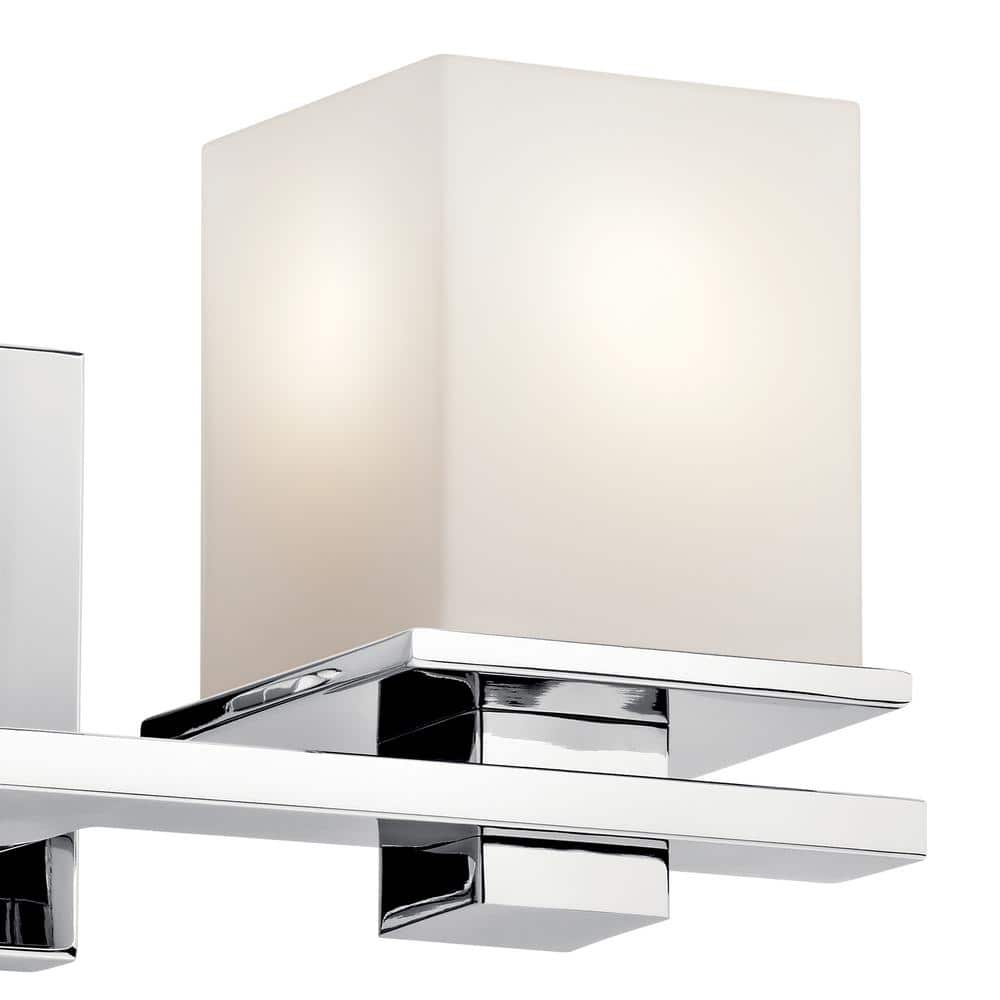 Tully 15" Chrome Vanity Light with Satin Etched Glass Shades