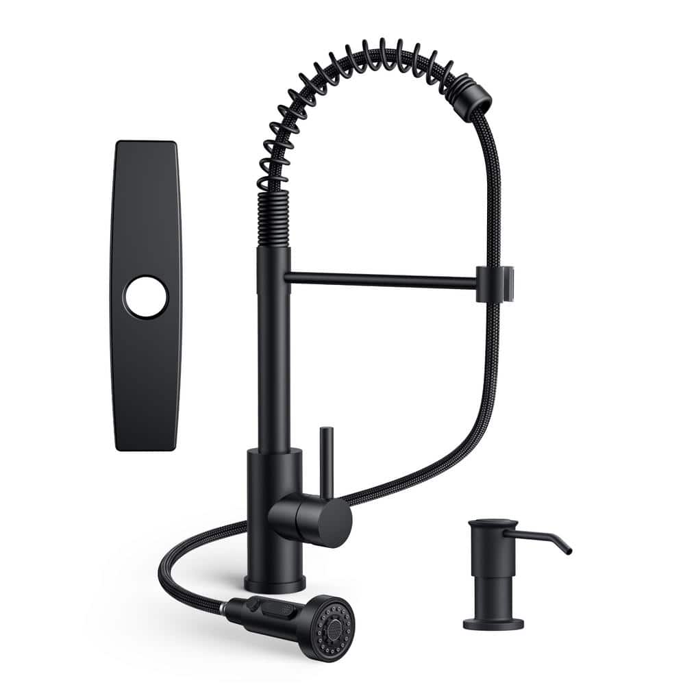Single Handle Pull Down Sprayer Kitchen Faucet with Soap Dispenser and Flexible Hose in Matte Black price history on PriceWatchPro