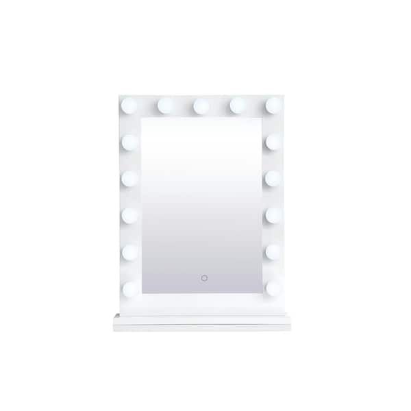 Unbranded Timeless 17.32 in. W x 25.19 in. H Framed Rectangular LED Light Bathroom Vanity Mirror in White