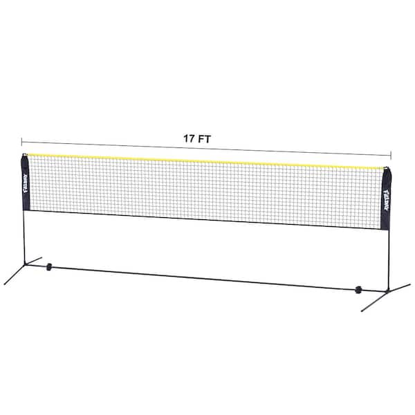 Fielday 17 ft. Easy Setup Badminton Set, Adjustable Portable Net Junior Tennis, Kids Volleyball Soccer 80031 - The Home Depot