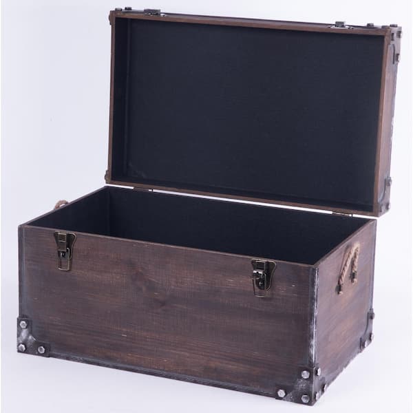 Vintage Divided Storage Box, Leather corners, handle, lined 15 x