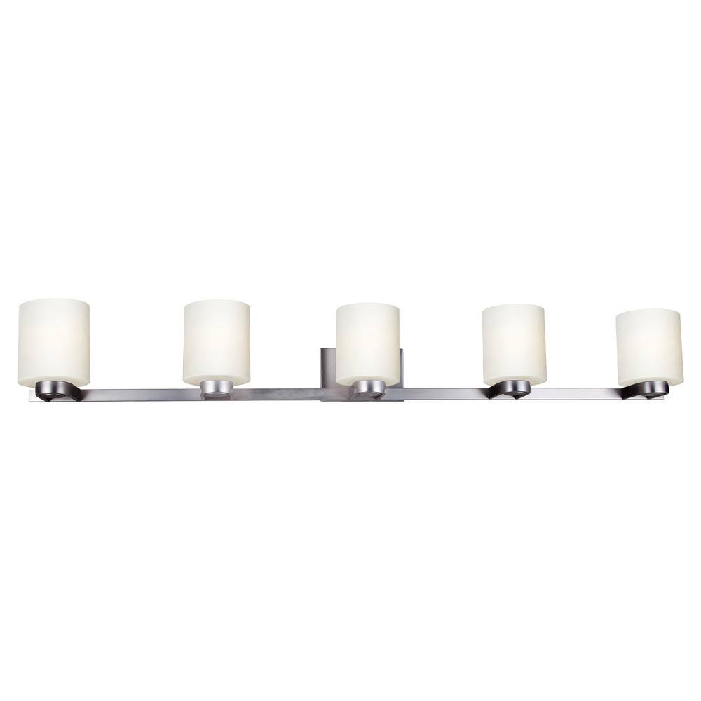 Mona 5-Light Brushed Nickel Bath Vanity Light with Satin White Glass price history on PriceWatchPro