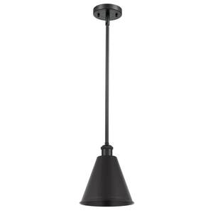 Ballston Cone 1-Light Matte Black Shaded Pendant Light with Matte Black Metal Shade