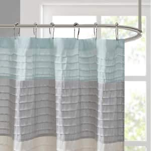 Amherst Aqua 72 in. Faux Silk Shower Curtain