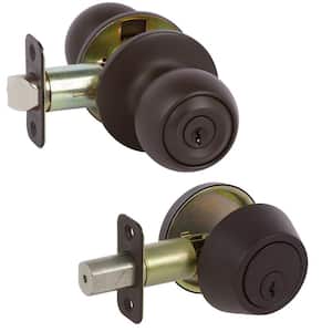 Fairfield Classic Style Oil Rubbed Bronze Round Shape Entry Door Knob And Single Cylinder Deadbolt Keyed Alike