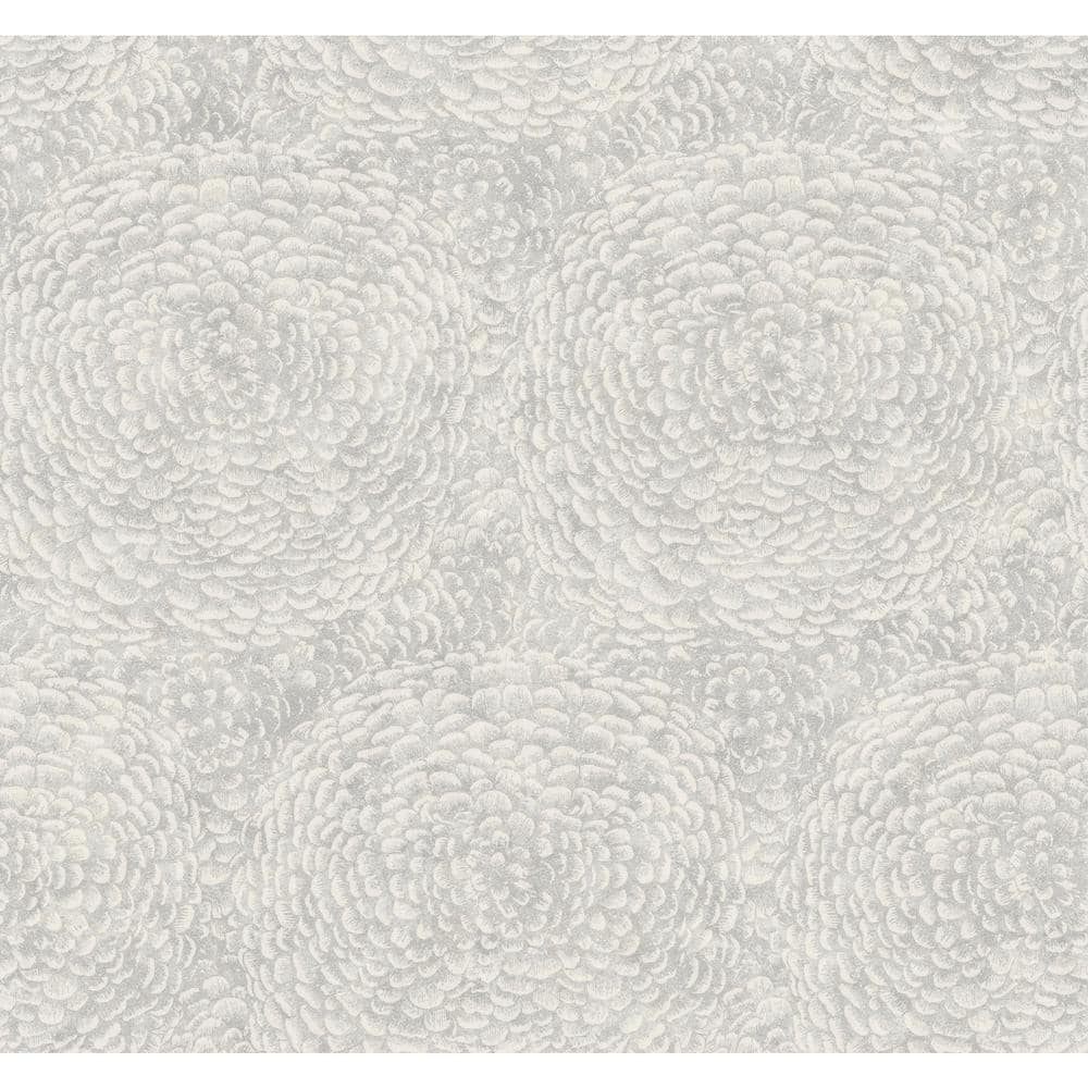 Gray Floral Pattern Nonwoven Removable Wallpaper