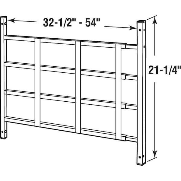 31 in. to 54 in. x 21-1/2 in. Steel Black 4-Bar Fixed Window Guard NON-EGRESS