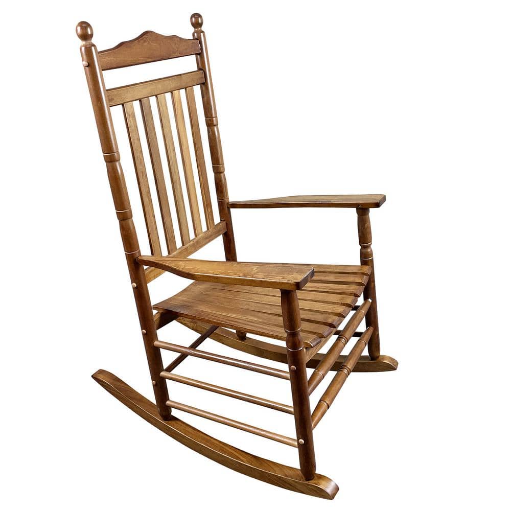Angel Sar Light Brown Wood Outdoor Rocking Chair WZNY6460 - The Home Depot