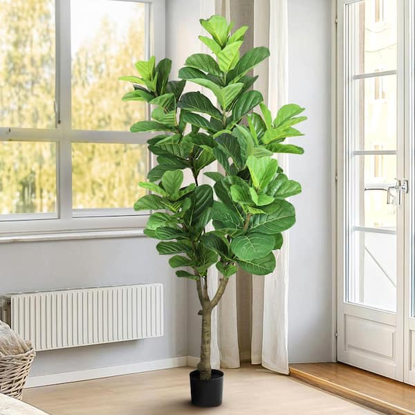 6 ft. Real Touch Artificial Fiddle Leaf Fig Tree in Black Pot