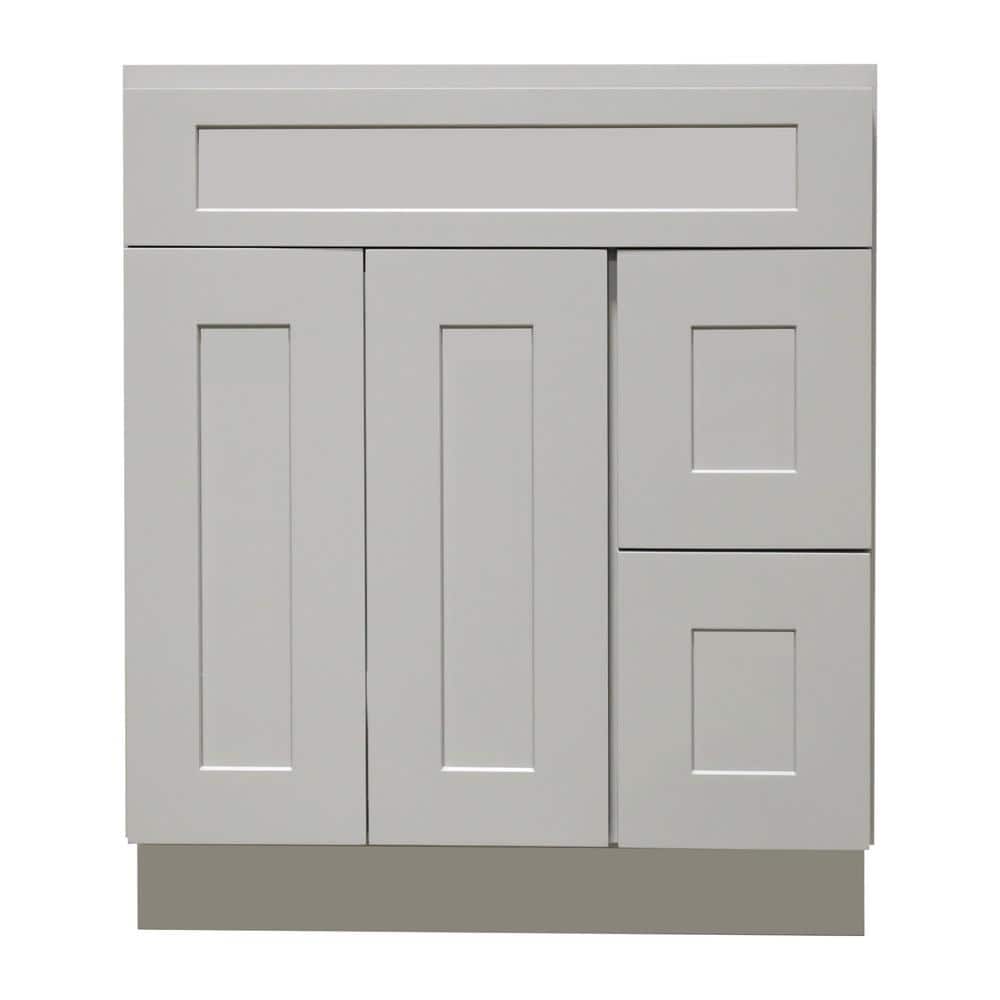 Plywell Ready To Assemble Shaker 36 In W X 21 In D X 345 In H Vanity Cabinet With 2 Doors And Drawers In Gray Sgxva362134dr The Home Depot