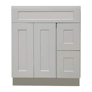 Ready to Assemble Shaker 36 in. W x 21 in. D x 34.5 in. H Vanity Cabinet with 2-Doors and Drawers in Gray